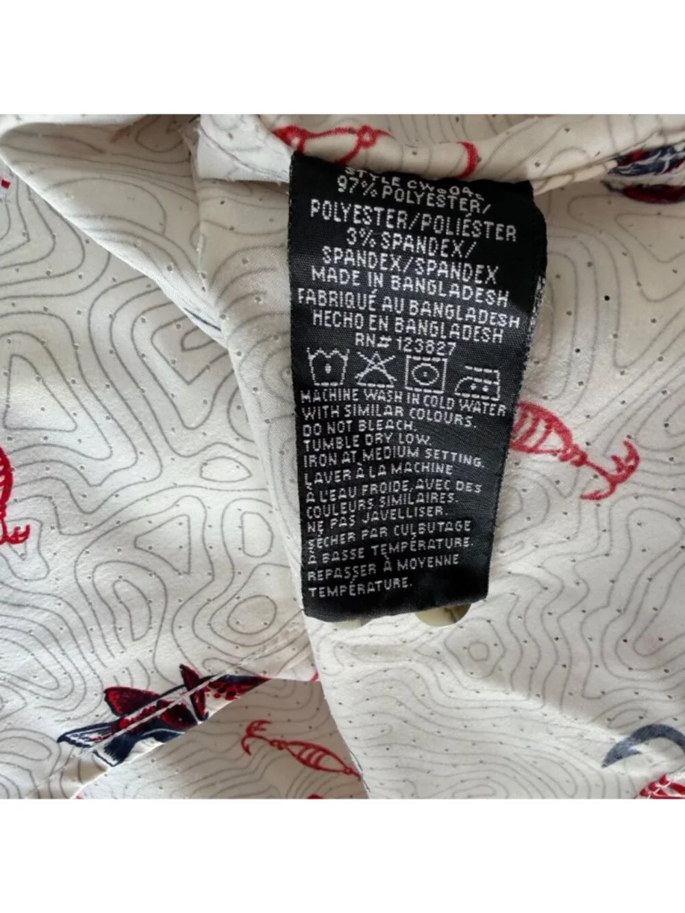 Canada Weather Gear Men's Button Front Shirt XL White Allover Fishing Print